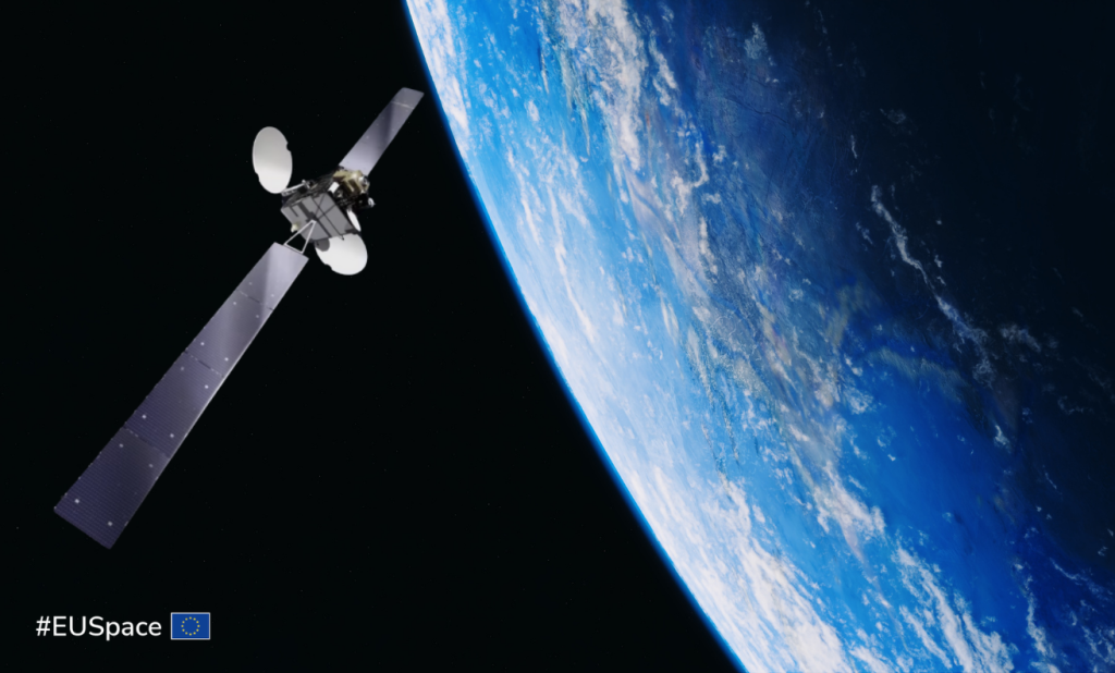 Satellite orbiting over the earth