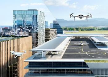 Image of a drone flying over a roof