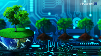 Half earth with tree in circuit